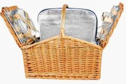 Picknickkorg 4-personer med porslin & termopåse - ljus vass