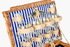 Picknickkorg 4-personer med porslin & termopåse - ljus vass