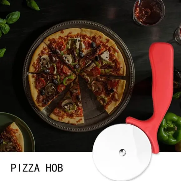 Pizza Slicer Pizzaskärkniv Tårtverktyg Pizzahjul - Röd