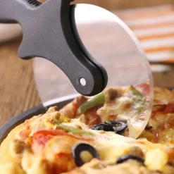 Pizza Slicer Pizzaskärkniv Tårtverktyg Pizzahjul - Svart
