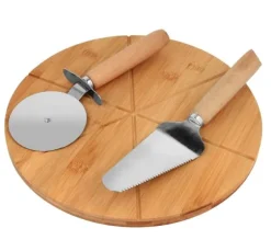 Pizzabräda + spatel + kniv BAMBUTALLRIK