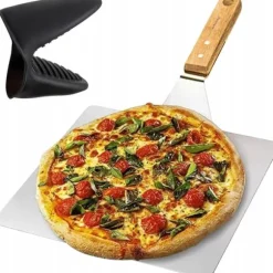 Pizzabricka med Ugnsvante - Rostfritt Stål