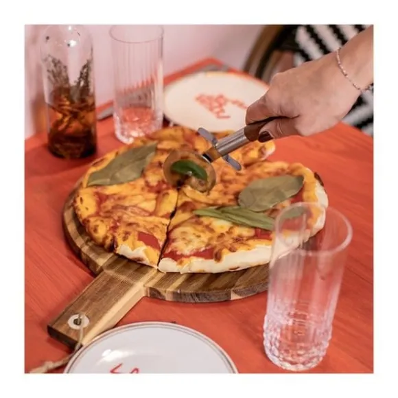 Pizzaset - LIVOO - MES158 - Akaciaträ - 30 x 45 cm - 1 pizzaskärare - Handtag med upphängningshål