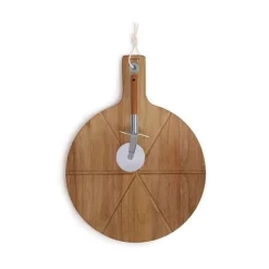 Pizzaset - LIVOO - MES158 - Akaciaträ - 30 x 45 cm - 1 pizzaskärare - Handtag med upphängningshål