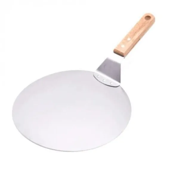 Pizzaskal i rostfritt stål med trähandtag Tårtskyffel Bakverktyg Ostpizzaskyfflar