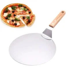 Pizzaskal i rostfritt stål med trähandtag Tårtskyffel Bakverktyg Ostpizzaskyfflar