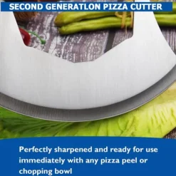 Pizzaskärare i rostfritt stål med lock Ergonomiskt halkfritt handtag med vippskärare