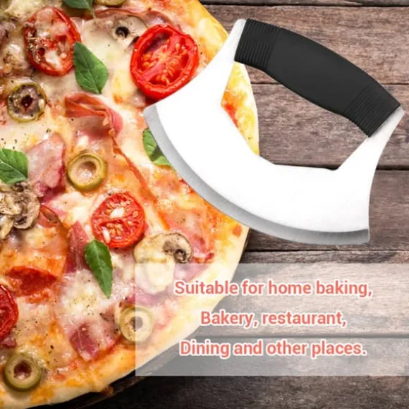 Pizzaskärare i rostfritt stål med lock Ergonomiskt halkfritt handtag med vippskärare