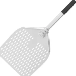 Pizzaskyffel med kort handtag, perforerad, fyrkantig, 350 x 710 mm - Hendi 618066