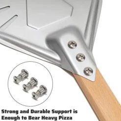 Pizzaspad med 7 tums trähandtag, aluminium pizzaspad med trähandtag 60 cm lång