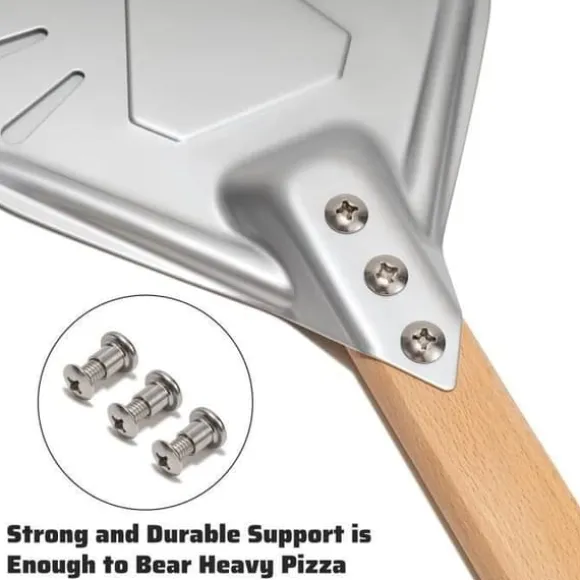 Pizzaspad med 7 tums trähandtag, aluminium pizzaspad med trähandtag 60 cm lång