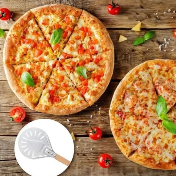 Pizzaspad med 7 tums trähandtag, aluminium pizzaspad med trähandtag 60 cm lång