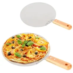 Pizzaspade - Bakspade - Rund - Rostfritt stål - För pizza, paj och tårta - Silver