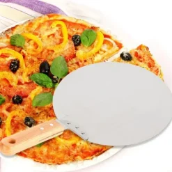 Pizzaspade - Bakspade - Rund - Rostfritt stål - För pizza, paj och tårta - Silver