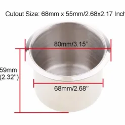 Pofet - AUZ4512 - Set med 4 universal mugghållare i rostfritt stål för pokerbord, soffa - 68 x 55 mm