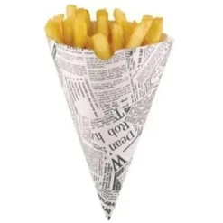 Pommes Frites Kræmmerhus B182xH182mm Papir Hvid/Newsprint,1000 stk/krt
