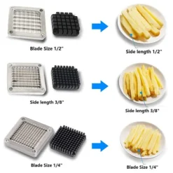 Pommes Frites Skärare, Kommersiell Kvalitet, 3 Rostfria Stålblad, Silver