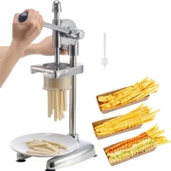 Pommes Frites-press Manuell, Lång i Rostfritt Stål, Potatismospress, Hög Kvalitet, Lätt Att Rengöra