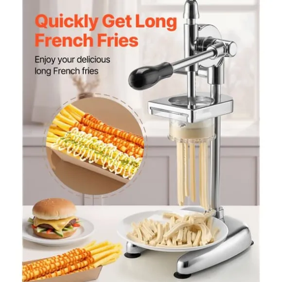 Pommes Frites-press Manuell, Lång i Rostfritt Stål, Potatismospress, Hög Kvalitet, Lätt Att Rengöra