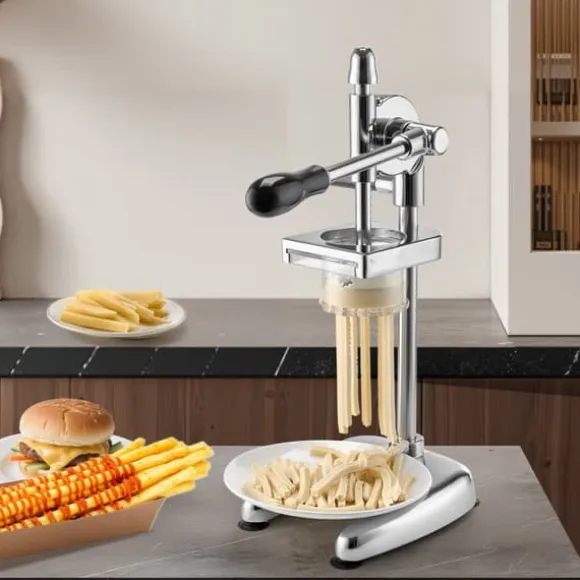 Pommes Frites-press Manuell, Lång i Rostfritt Stål, Potatismospress, Hög Kvalitet, Lätt Att Rengöra