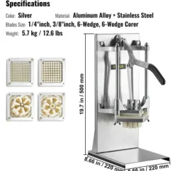 Pommesfritesskärare, 0,64x0,95 cm, Silver, Rostfritt stål