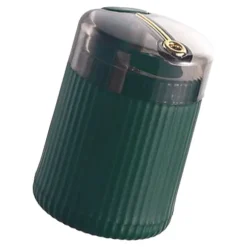 Pop Up Automatisk Tandpetare Dispenser Hållare Kompakt Stor Kapacitet Klar Fönster Tandpetare Behållare för kök Mörkgrön