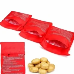 Potatispåsar för mikrovågsugn - FOLAYA - 4 delar - Tvättbar återanvändbar - Vit