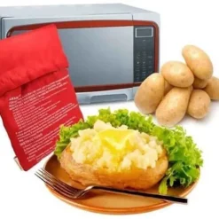 Potatispåsar för mikrovågsugn - FOLAYA - 4 delar - Tvättbar återanvändbar - Vit