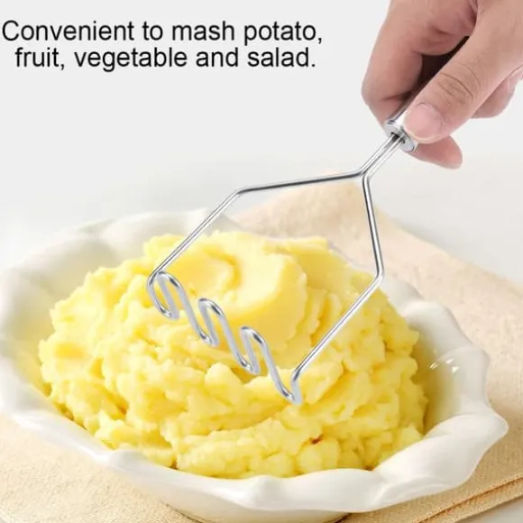 Potatisstötare - Handtag i rostfritt stål, Kross för grönsaksslam, Köksprylar