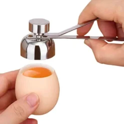Praktisk äggskärare i rostfritt stål för kokt äggskalöppnare