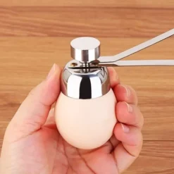 Praktisk äggskärare i rostfritt stål för kokt äggskalöppnare