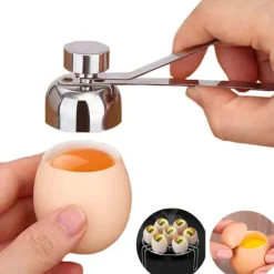 Praktisk äggskärare i rostfritt stål för kokt äggskalöppnare