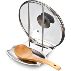 Praktisk skedstöd och kastrullhållare Redskapsstöd Rostfritt stål Stekpanna Lock Hylla Stativhållare Skedhållare