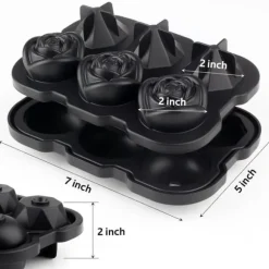 Premium Silikon Isform – 3 Rosor & 3 Diamanter | Lättlossande Stora Iskuber för Whisky & Cocktails & Juice