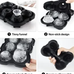 Premium Silikon Isform – 3 Rosor & 3 Diamanter | Lättlossande Stora Iskuber för Whisky & Cocktails & Juice