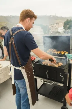 PREMIUM SKINNFÖRKLÄDE GRILL / BBQ / BARISTA / KOCK / FRISÖR FÖRKLÄDE BRUN VINTAGE