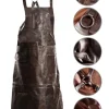 PREMIUM SKINNFÖRKLÄDE GRILL / BBQ / BARISTA / KOCK / FRISÖR FÖRKLÄDE BRUN VINTAGE
