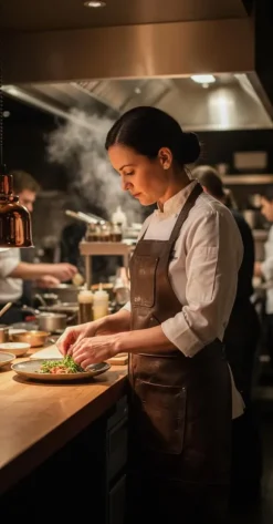 PREMIUM SKINNFÖRKLÄDE GRILL / BBQ / BARISTA / KOCK / FRISÖR FÖRKLÄDE BRUN VINTAGE