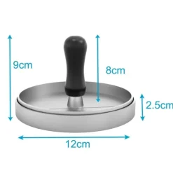 Press för hamburgare i grått med 11,5 cm diameter - för grillning, camping, hem och catering