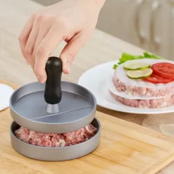 Press för hamburgare i grått med 11,5 cm diameter - för grillning, camping, hem och catering