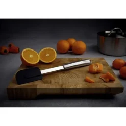 Probus - Ergonomisk raclette för bakning i rostfritt stål och silikon, rund handtag, diskmaskinsvänlig, 30 cm, Svart