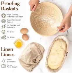 Professionell bakbok för surdeg - 14-delars set med banneton, lammekaks och skrapor - Perfekt för hemmabagare
