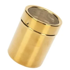 Pulverskakare i rostfritt stål, rostbeständig guld, finmaskig pulversockerskakare för kök