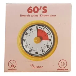 PUSHER TIMER I KÖK I STÅL GUL 60'S HEMMA TILLBEHÖR KÖK INTERN.