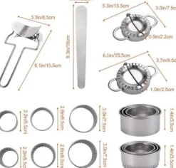 Raviolimaskin - Set med 11 ravioliformar i rostfritt stål - Dumplingmaskin - Dumplingform - Kökstillbehör