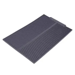 Rektangulär Silikon Avloppsmatta Torkdiskplatta Värmebeständig Halksäker Bricka (Grå)