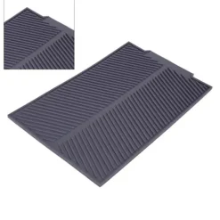 Rektangulär Silikon Avloppsmatta Torkdiskplatta Värmebeständig Halksäker Bricka (Grå)