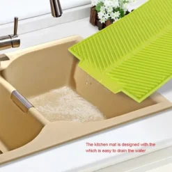 Rektangulär Silikon Avloppsmatta Torkdiskplatta Värmebeständig Halksäker Bricka (Grön)