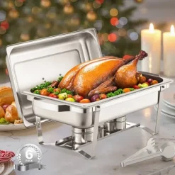 Rektangulär Varmhållningsdisk 8 Qt, Bufféset 6-Pack, Fullstor Panna i Rostfritt Stål