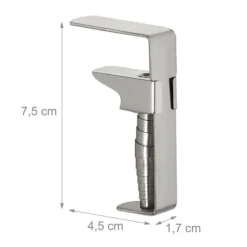 Relaxdays Bordsdukklämma, set av 4, justerbar, för tjocka bord, rostfritt stål, upp till en tjocklek av 4,2 cm, silverfärgad